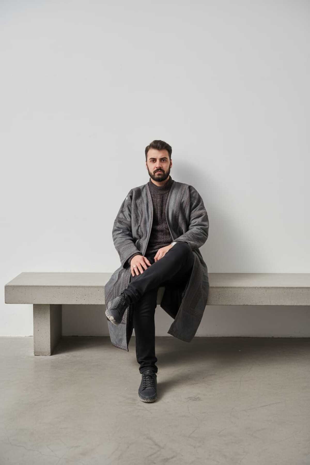 bilqasmi  Erkek Uzun Klasik Kürk Palto Görünümlü Kışlık Dış Giyim Unisex - Görsel 4