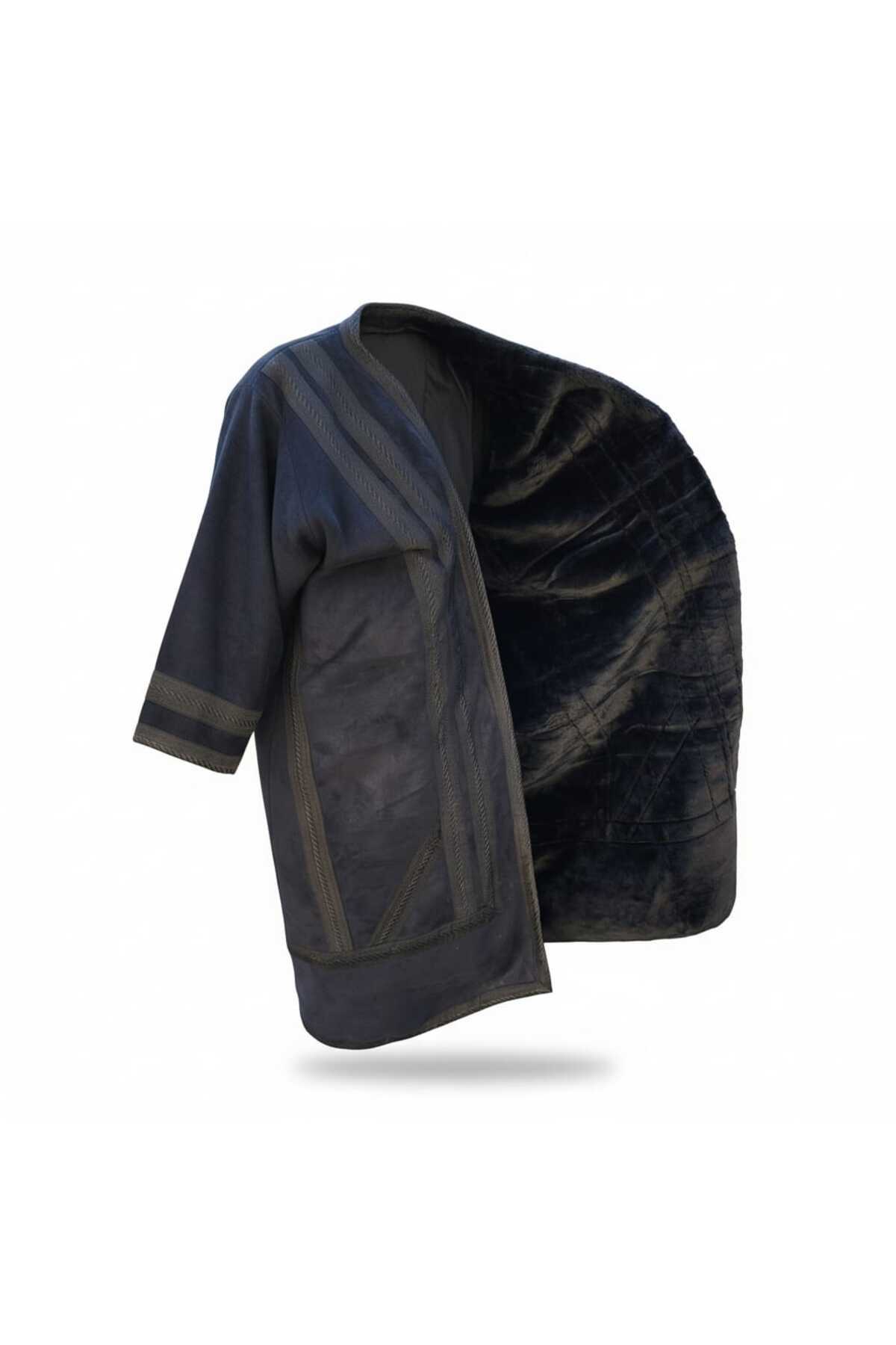 bilqasmi  Erkek Uzun Klasik Kürk Palto Görünümlü Kışlık Dış Giyim Unisex - Görsel 2