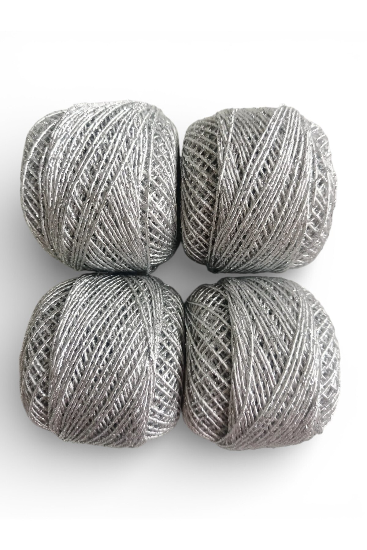 4 Pcs 20g 3mm Glitter Cordet Punch - Crochet Hand Knitting Yarn (SILVER)