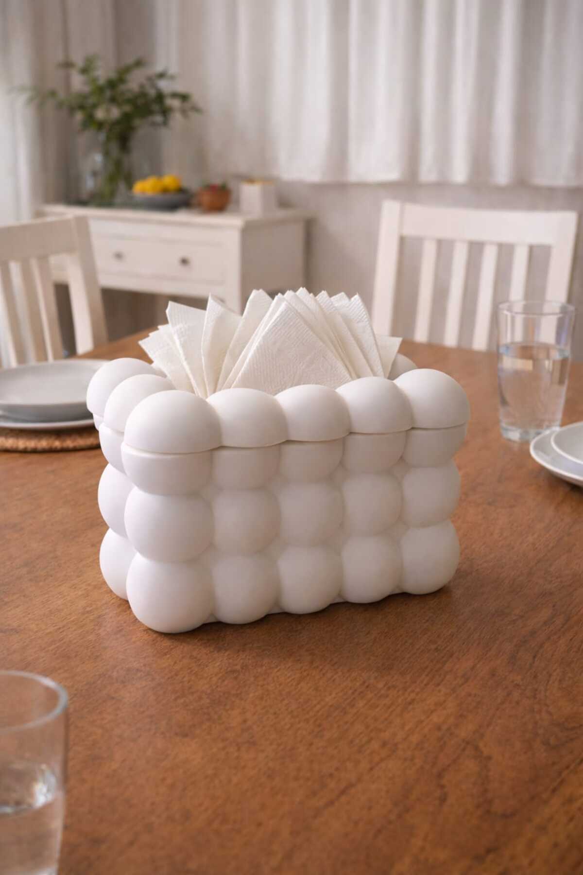 Beton Modern Balon Form Beton Peçetelik | Dekoratif Masa & Mutfak Aksesuarı