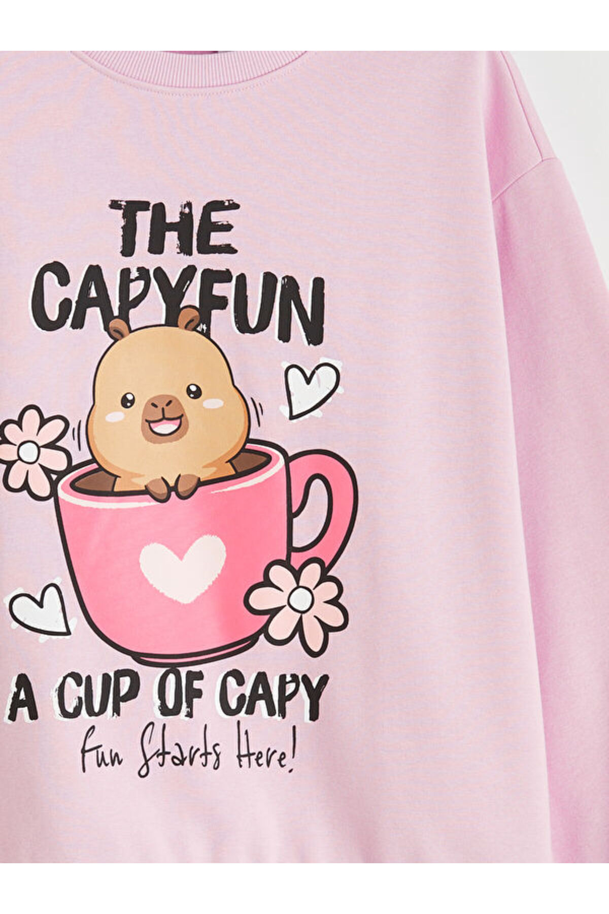 LC Waikiki Timeless Clothing & Zamansız Seçimler Capyfun Baskılı Kız Çocuk Kalın Sweatshirt fotoğrafı 3 (önizleme)