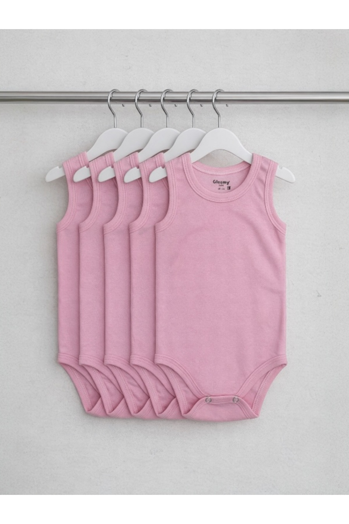 Gleamy Bebek %100 Pamuk Penye Zıbın 5'li Set Bisiklet Yaka Atlet Body badi fotoğrafı 2 (önizleme)
