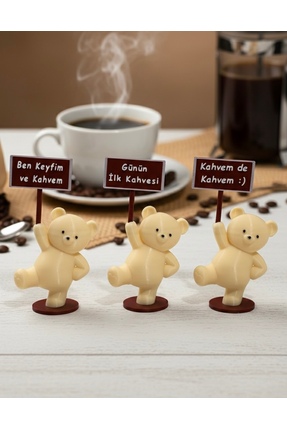 4 Family Kahve Köşesi Dekoratif Yazılı Ayıcık Figürleri - Mesajlı Mutfak Ayıc...