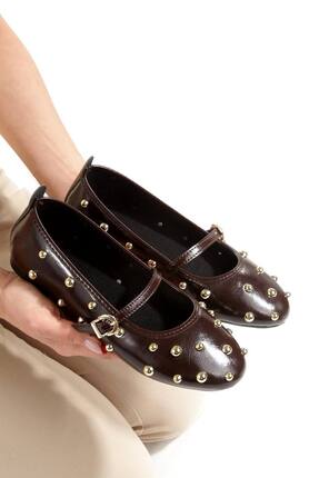 SH SİLVER MODA Yeni sezon babet ayakkabı parlak suni deri içi ortobatik fusbetli