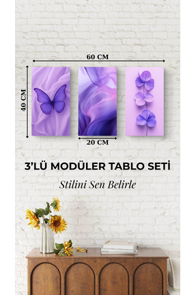 Arzande 3 Parça Modüler Metal Tablo Seti Çerçevesiz Modern Seri Kolay Montaj