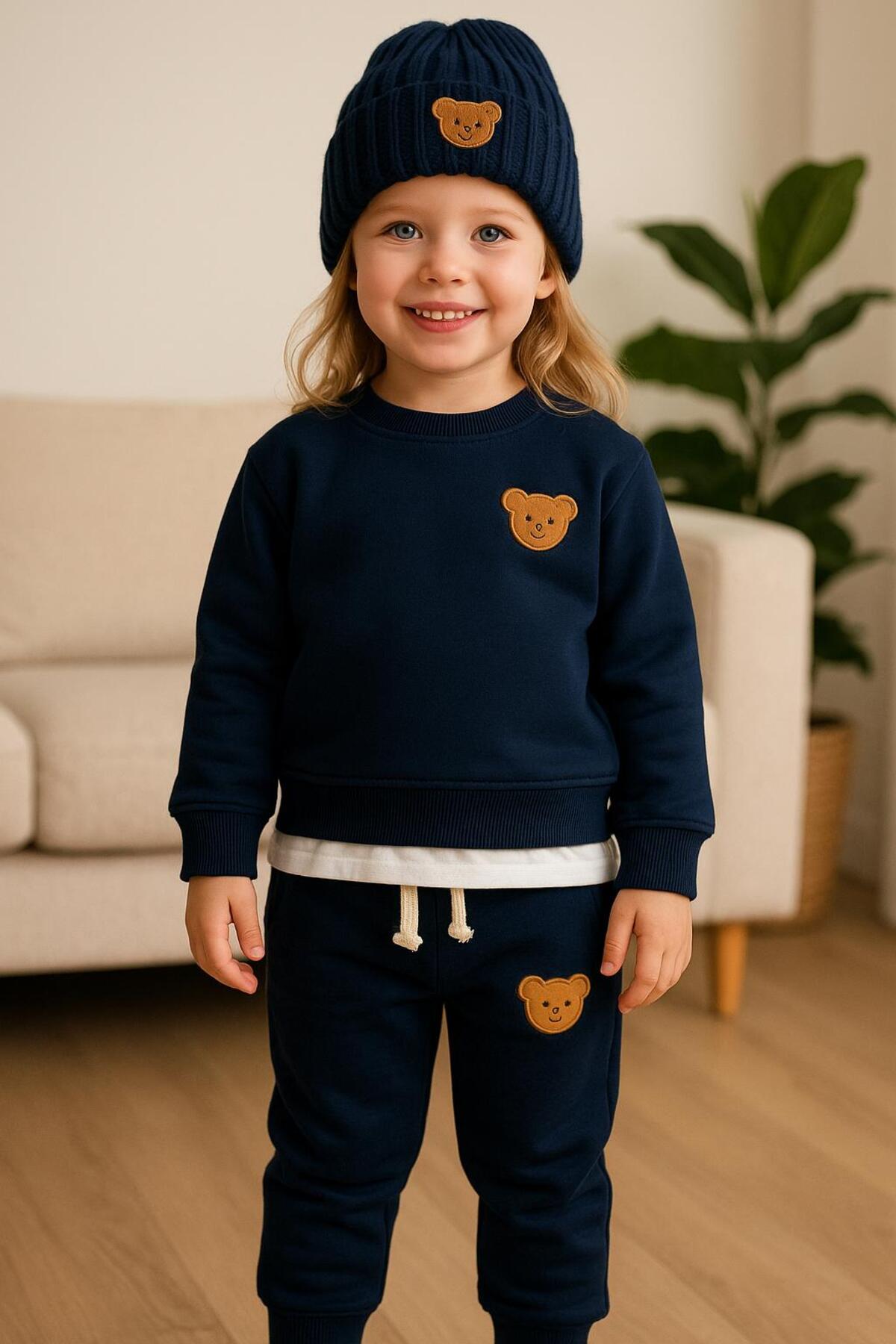 ŞAPKAKİDS TEDDY LACİVERT 3'LÜ EŞOFMAN TAKIMI fotoğrafı 3 (önizleme)