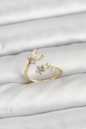 Oflia Gold Renk Kelebek Model Kadın Yüzük