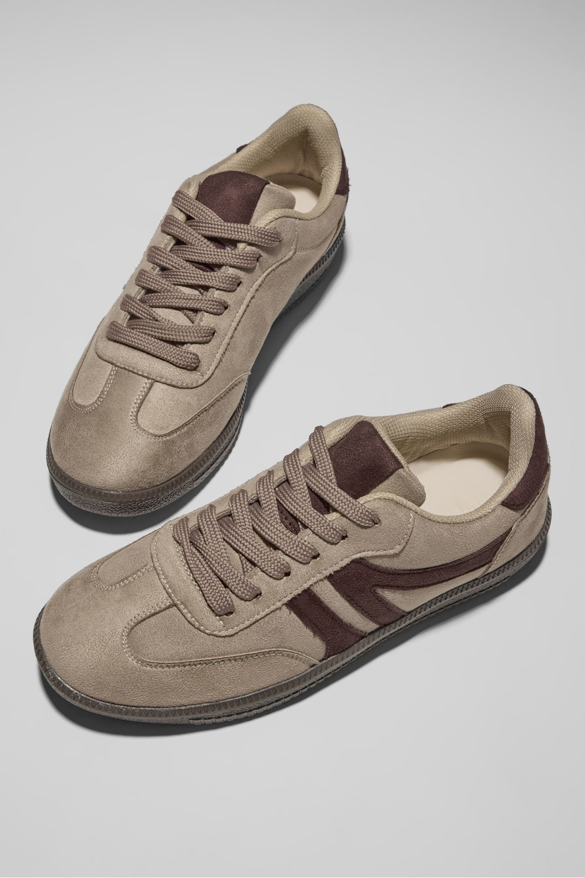 Tonny Black  Kadın Bej Kahve Termo Taban Yanı Şeritli Bağcıklı Günlük Rahat Spor Ayakkabı - Görsel 5