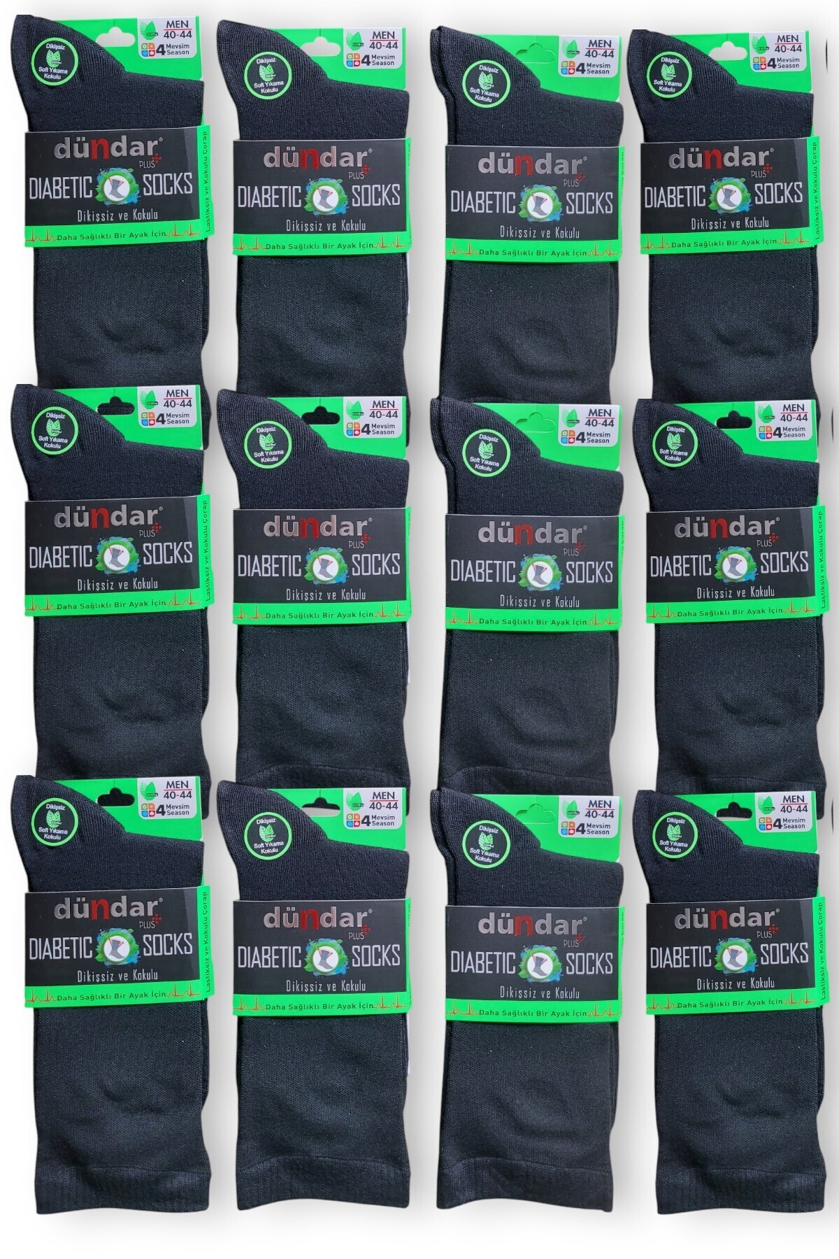 Dündar Bamboo Men's Diabetic Socks 12-Pack Seamless Non-Squeezing Elastic 4-Season Socks