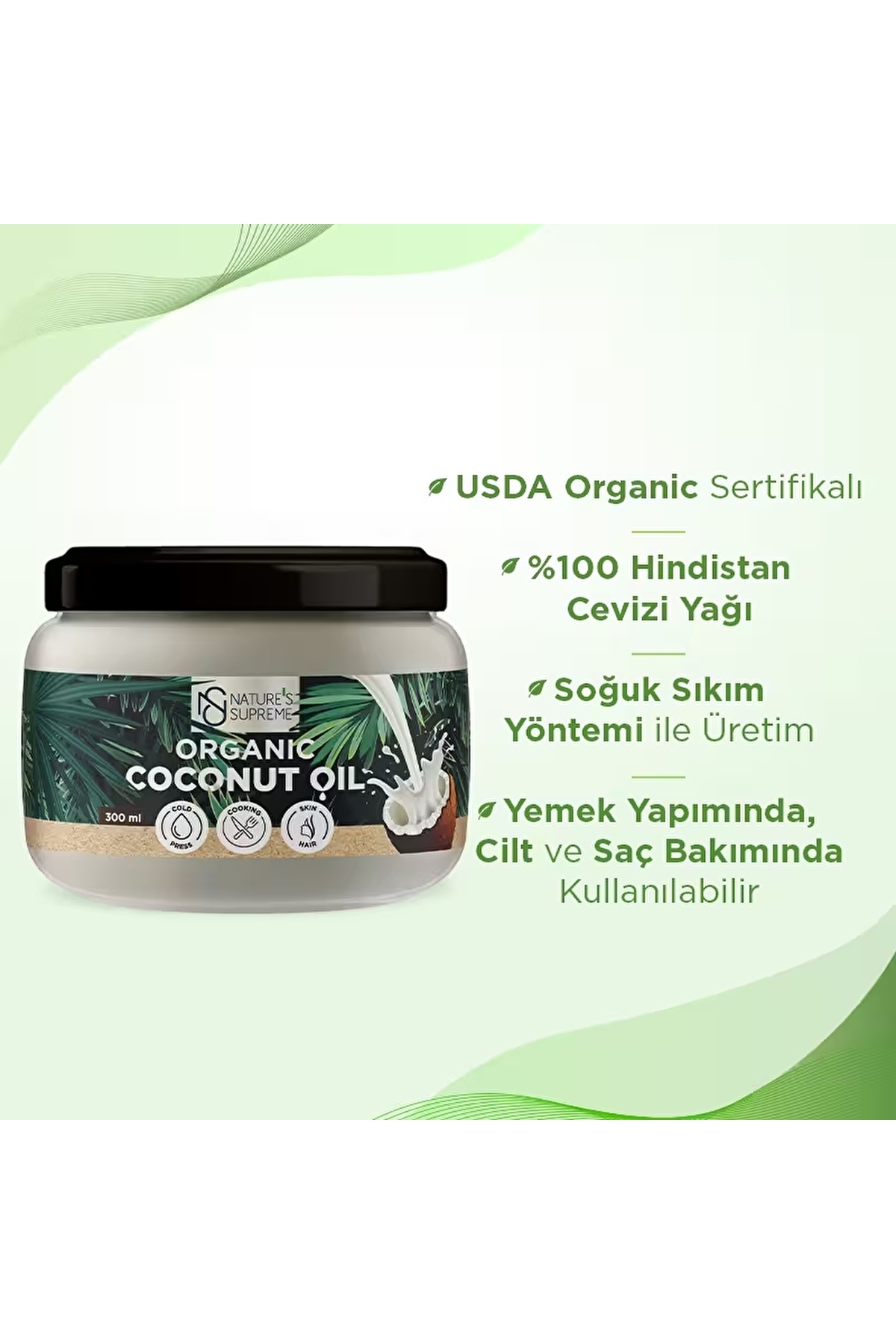 Organik Hindistan Cevizi Yağı 300 mL 2 Adet — 25536 — تصویر 2 از 5