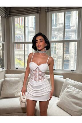 Miran Miranfashion güpürlü mini elbise