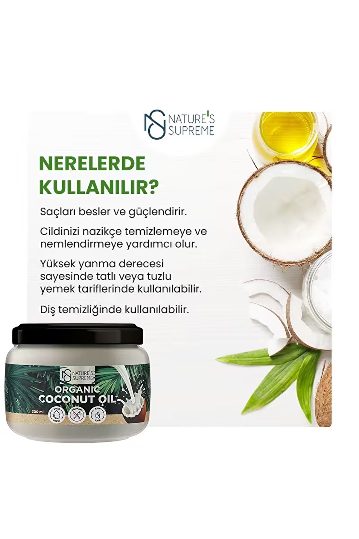 Organik Hindistan Cevizi Yağı 300 mL 2 Adet — 25536 — تصویر 3 از 5