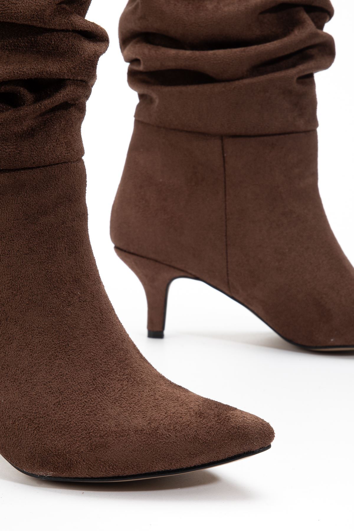 infon shoes creation  SR-2001 Kahverengi Süet Topuklu Günlük Çizme - Görsel 4
