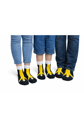 AKIN LİFE Tavuk Ayağı Desenli 3’lü Aile Çorap Seti | Anne + Baba + Çocuk