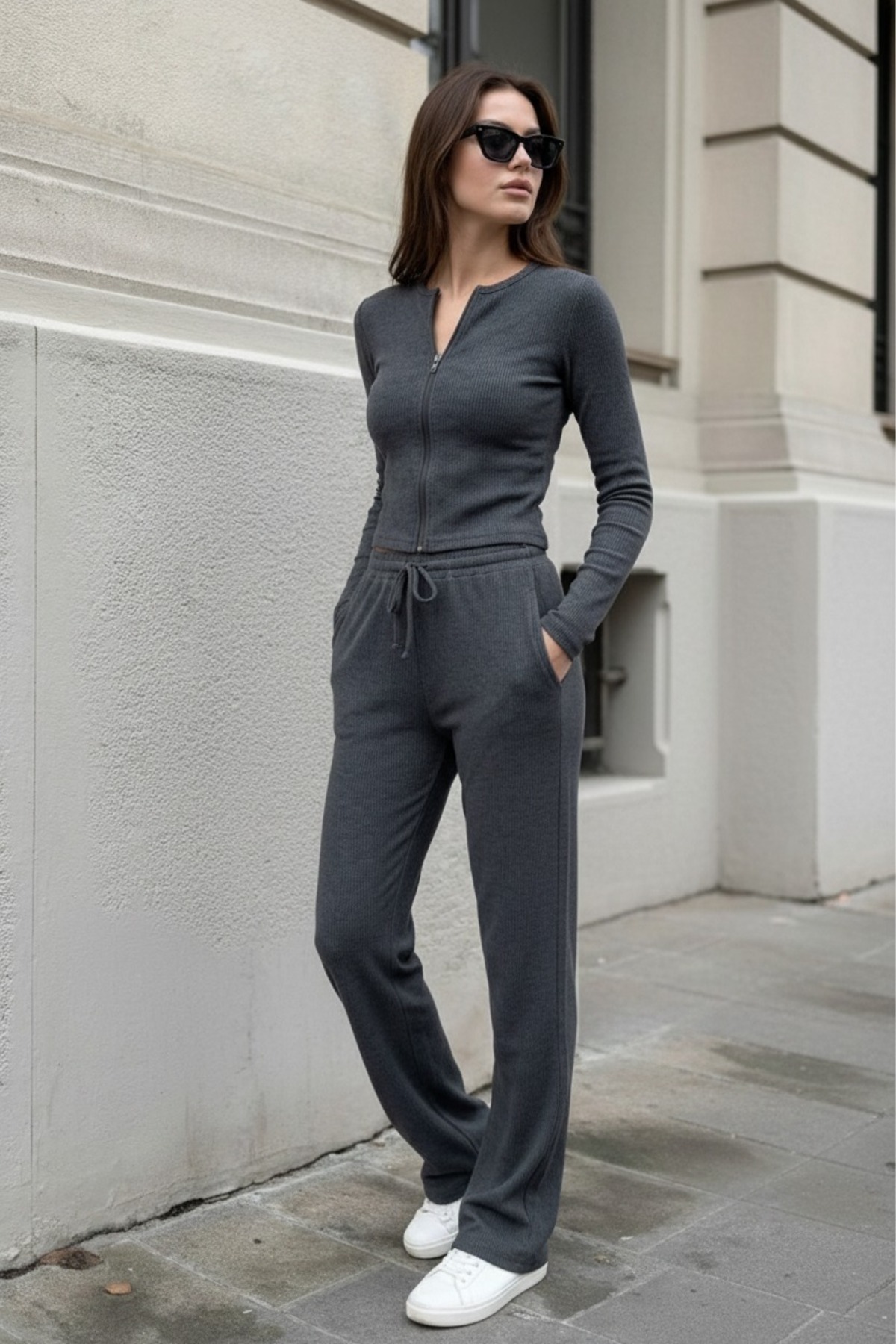 EYYE Кашкорсе Штани Блуза на блискавці Жіночий комплект