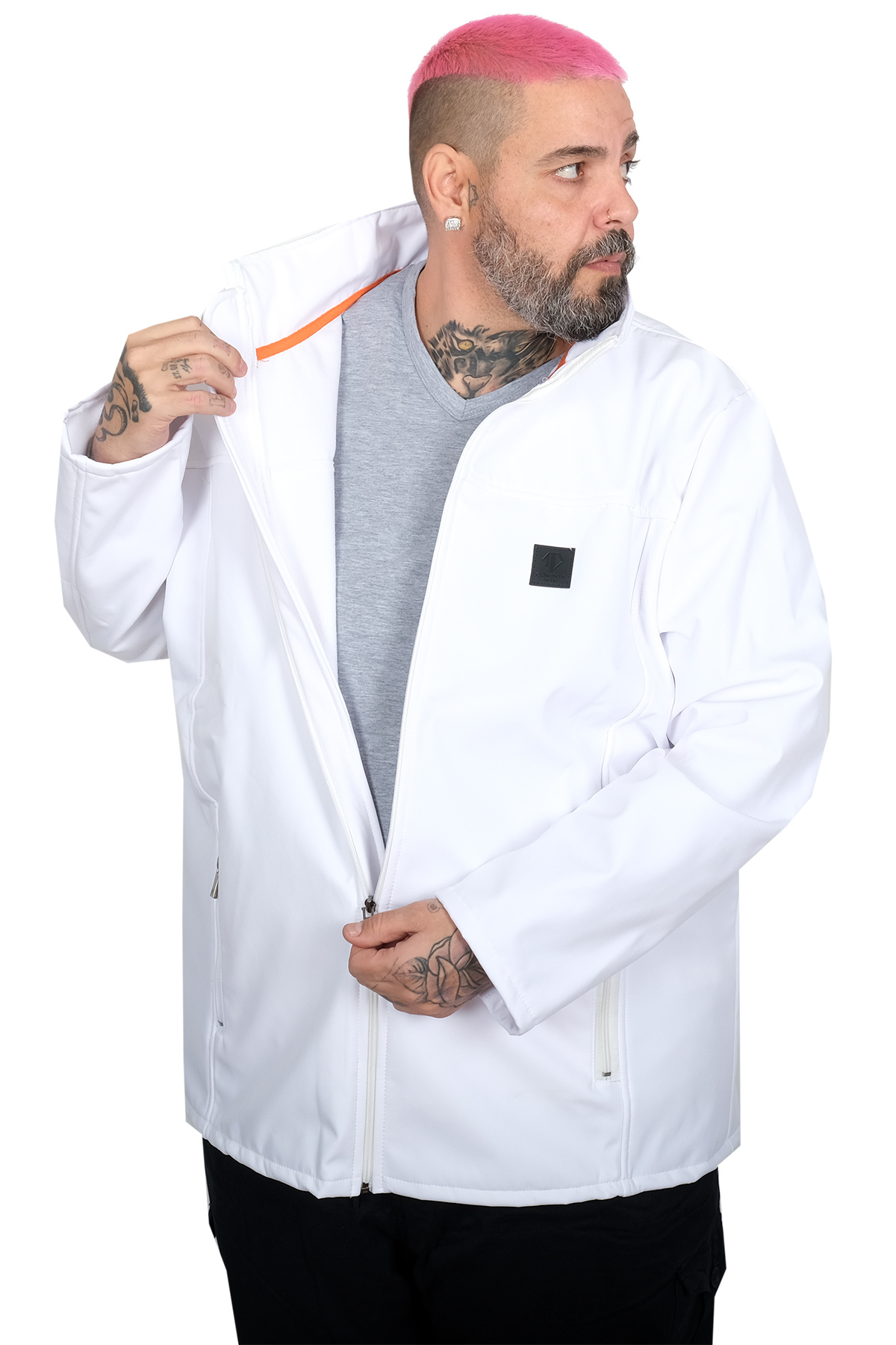 ModeXL Mode XL Büyük Beden Erkek Softshell Su Geçirmez Mont 21232 BEYAZ görsel 3