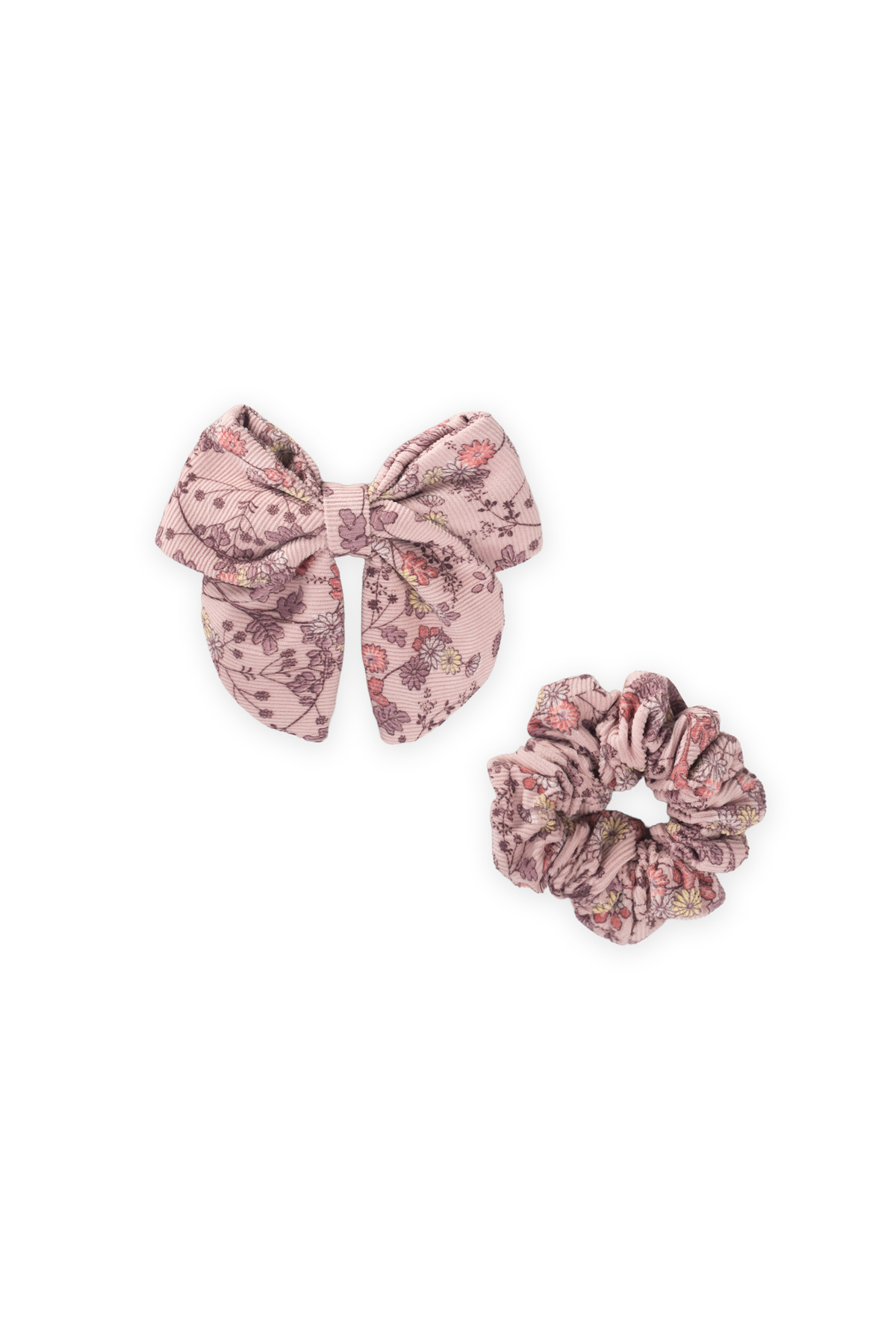 【Yukichi】BRIGITTE dot ribbon clip in Cigit Ribbon and Elastic Hair Clip with Powder Pink Flowers - Trendyol