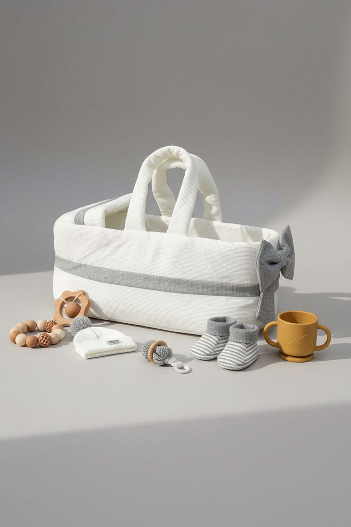 Rivaİstanbul Bow Gri Kurdele Bebek Taşıma Çantası fotoğrafı 5 (önizleme)