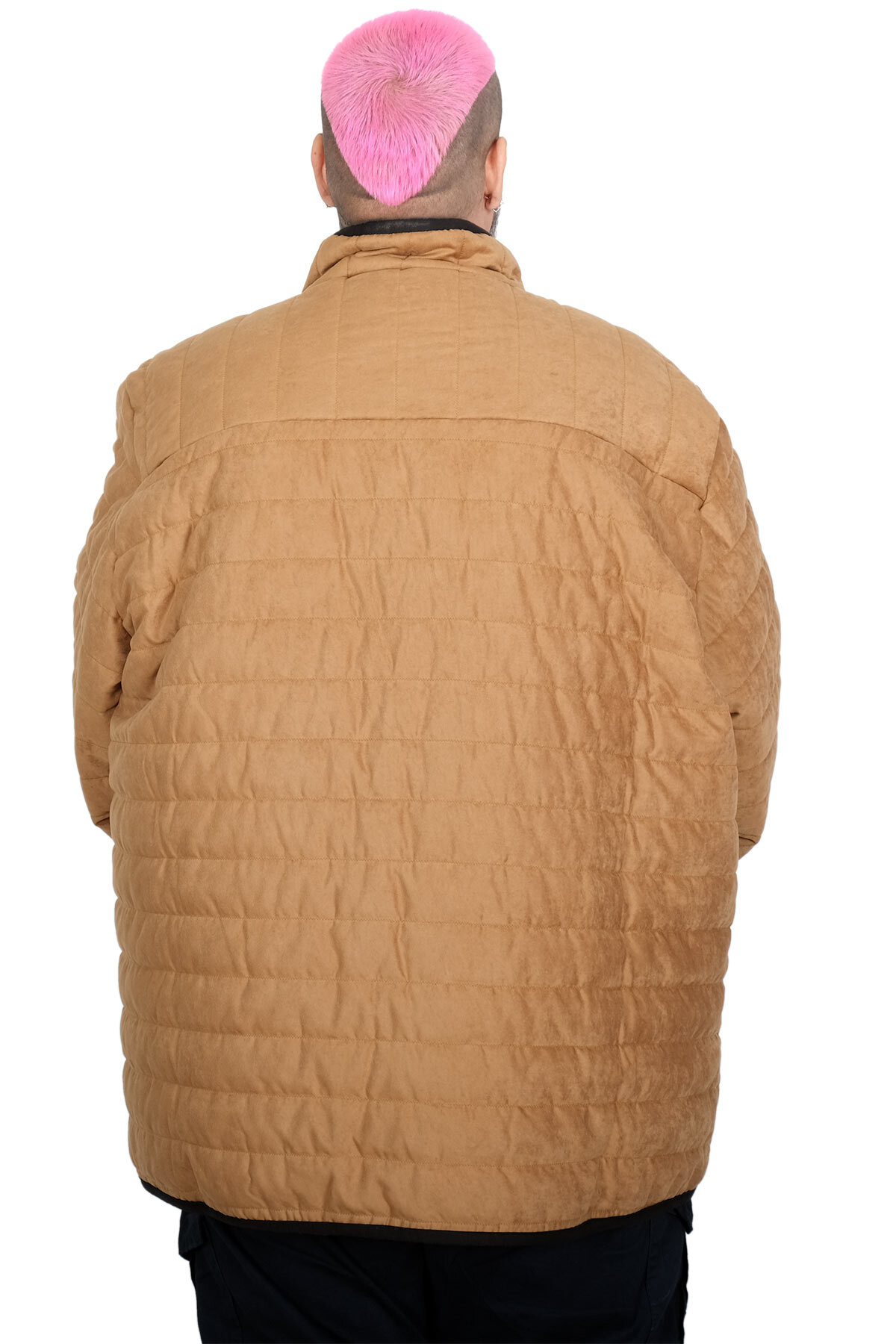 ModeXL Mode XL Büyük Beden Erkek Kapitone Dik Yaka Mont 22604 KAHVERENGİ görsel 4