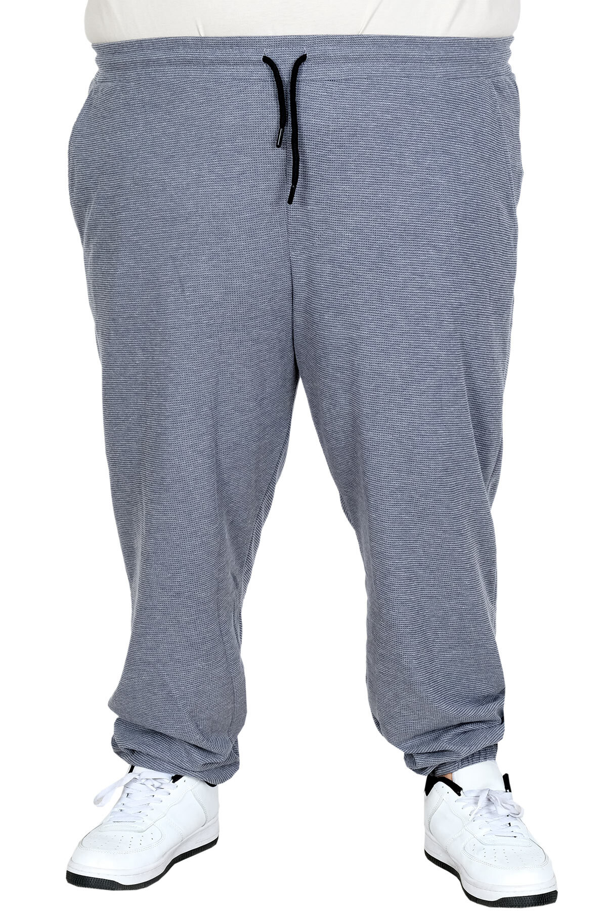 ModeXL Mode XL Erkek Büyük Beden Lastikli Paça Waffle Eşofman Altı 23501 KOYU MAVİ