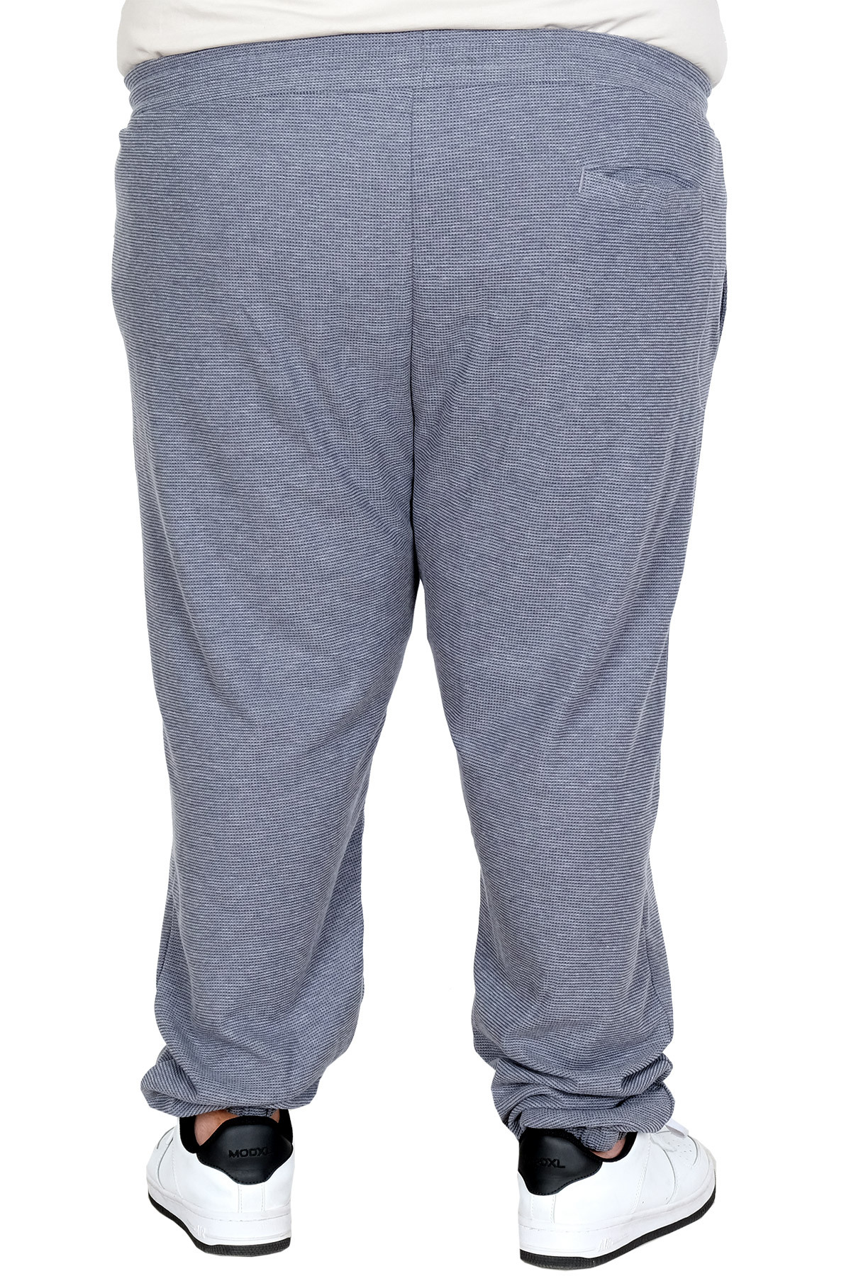 ModeXL Mode XL Erkek Büyük Beden Lastikli Paça Waffle Eşofman Altı 23501 KOYU MAVİ görsel 4
