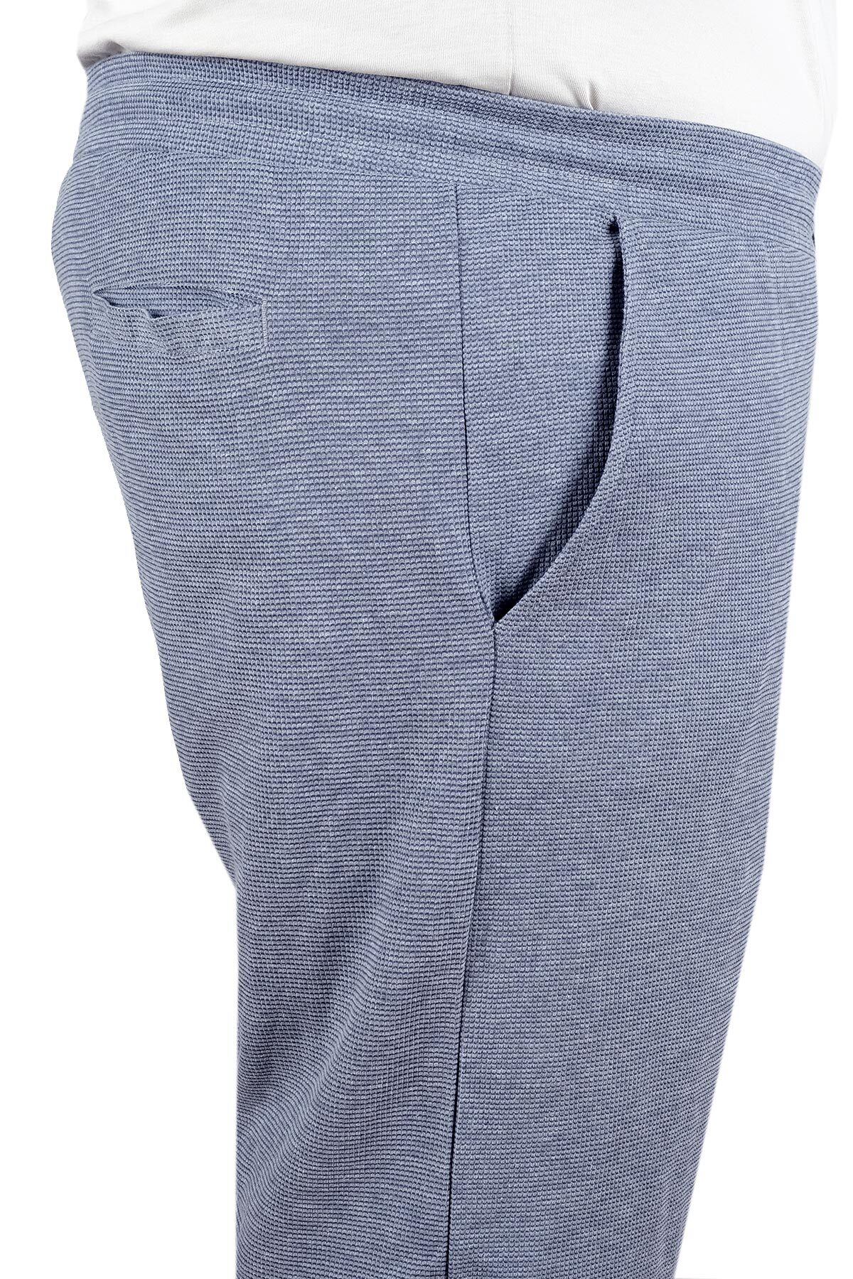 ModeXL Mode XL Erkek Büyük Beden Lastikli Paça Waffle Eşofman Altı 23501 KOYU MAVİ görsel 3