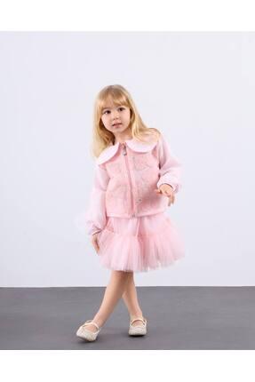 sobekidstore kız çocuk pembe ceket tütü etek takım bayramlık tam kalıp