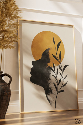 Yoko Home Ahşap Çerçeveli Bohem Kadın Figürlü Tablo, Salon, Mutfak, Oda ve Of...