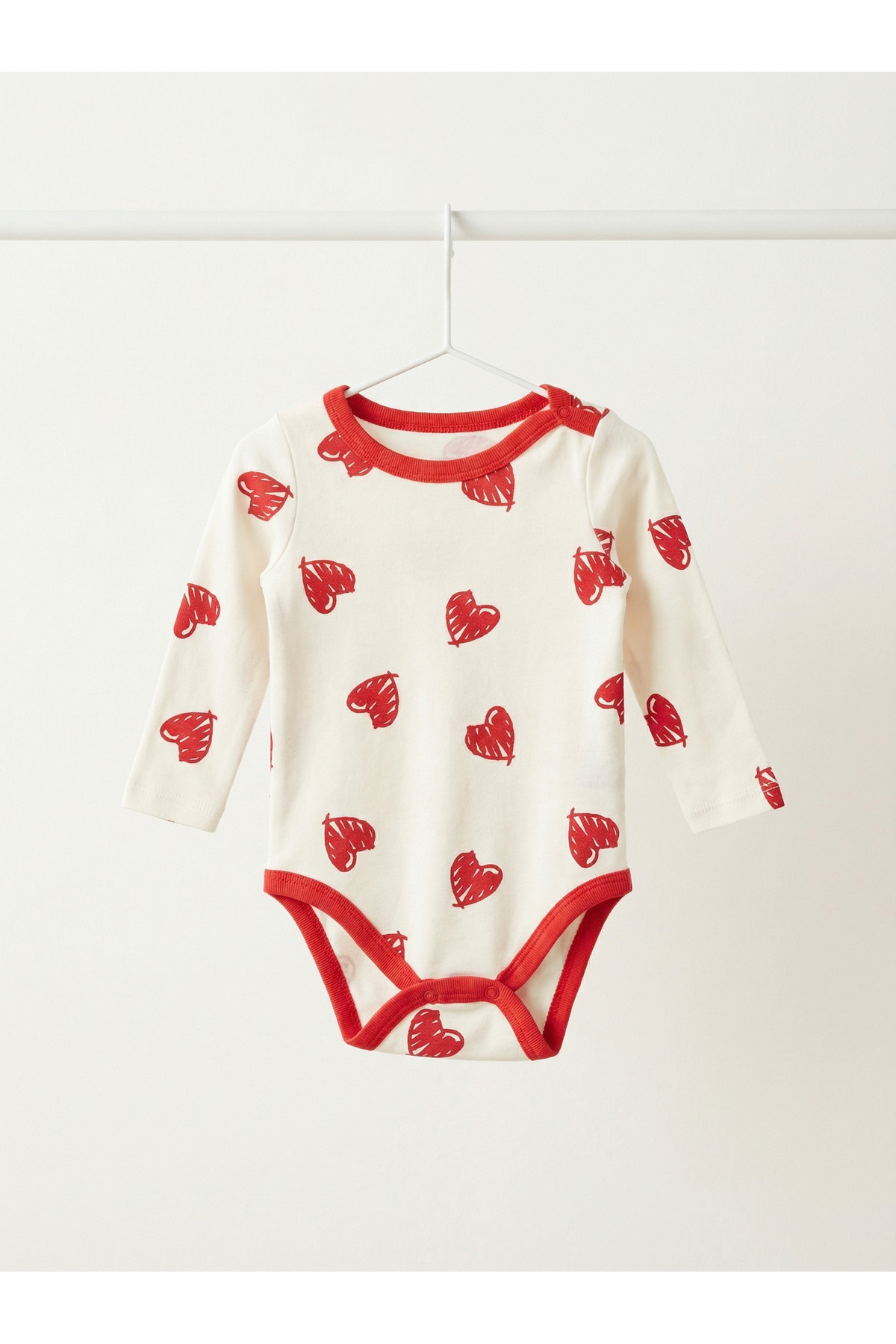 Shoebuo %100 Pamuk 3lü Set Kalp Desenli Bebek Uzun Kol Body Zıbın fotoğrafı 4 (önizleme)