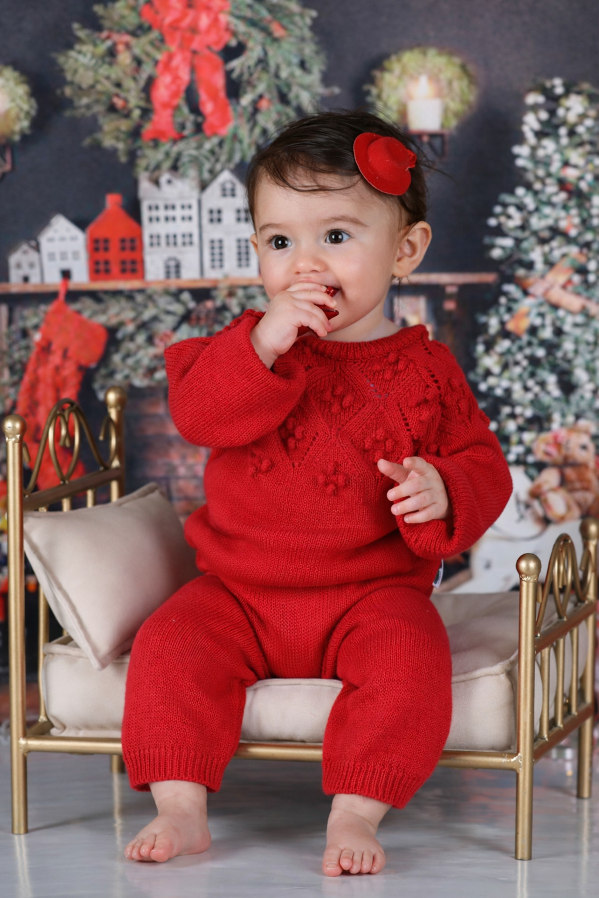 KUEZA KIDS Bebek %100 Pamuk Ajurlu Desenli Uzun Kollu Triko Örme Tulum (1-18 Ay) fotoğrafı 5 (önizleme)