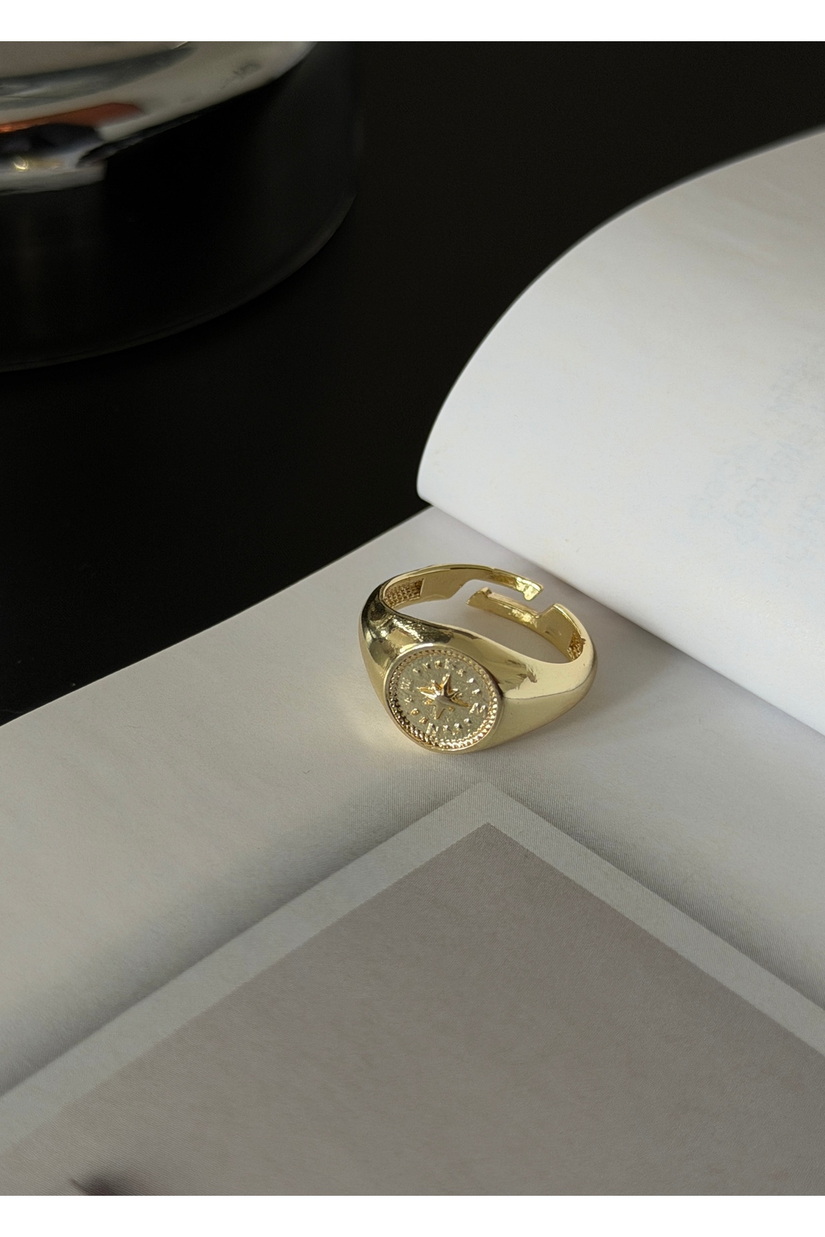KİLİGİSTANBUL  YUVARLAK KUZEY MADALYON YÜZÜK (BEDENİ AYARLANABİLİR) - Görsel 3