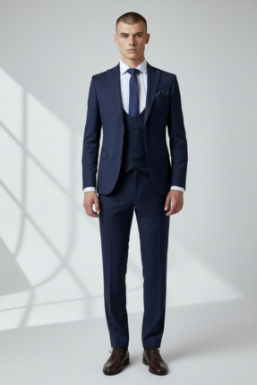 ATLIHAN Erkek Slim Fit İtalyan Kesim Yelekli Takım Elbise