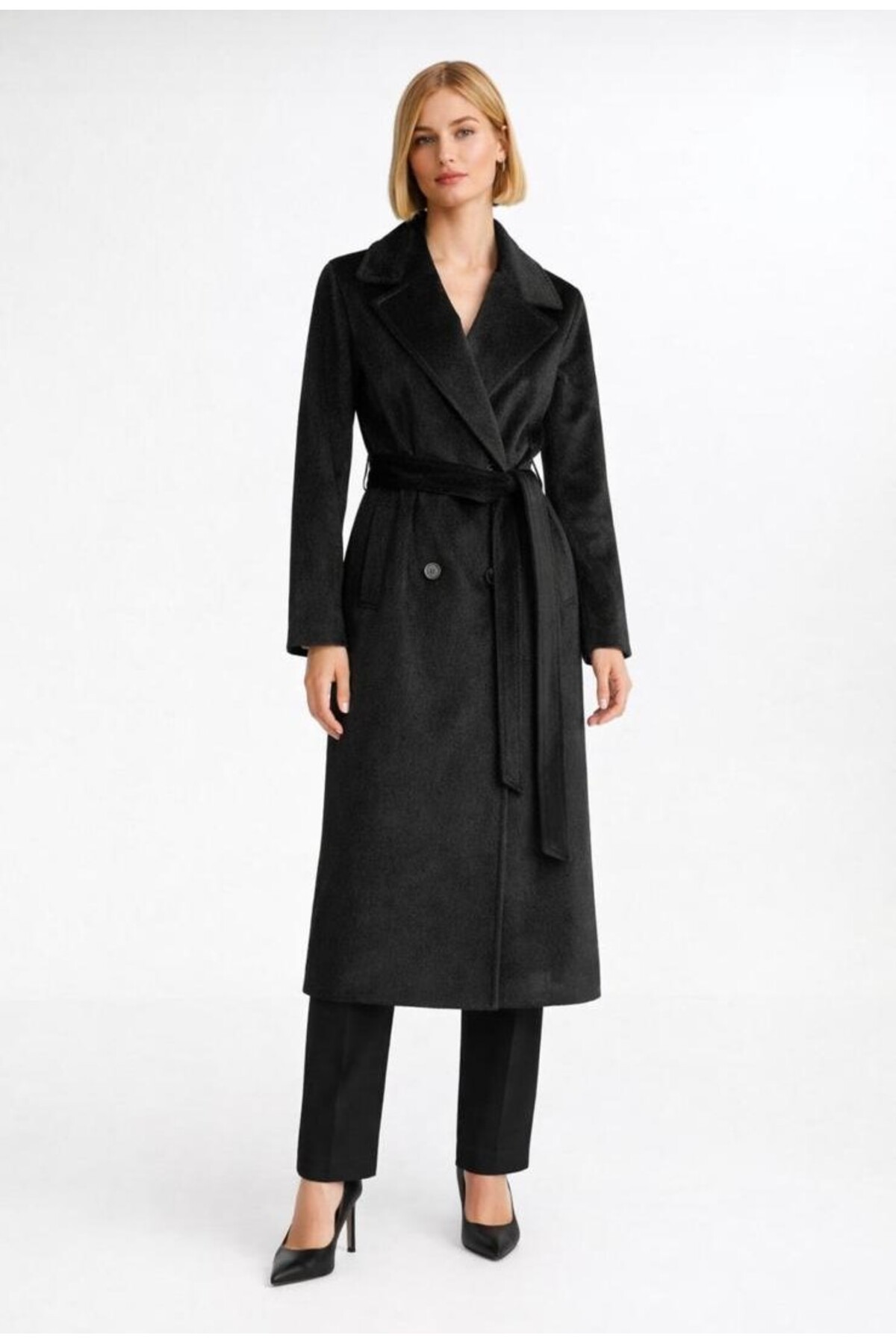 EGZOTİK ASORTİK  Tay Tüyü Kuşaklı Kaban - Görsel 2