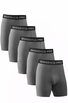 Ghassy Co Erkek Pamuklu Likralı Spor Boxer 5'li Set Yumuşak Dokulu ve Rahat K...