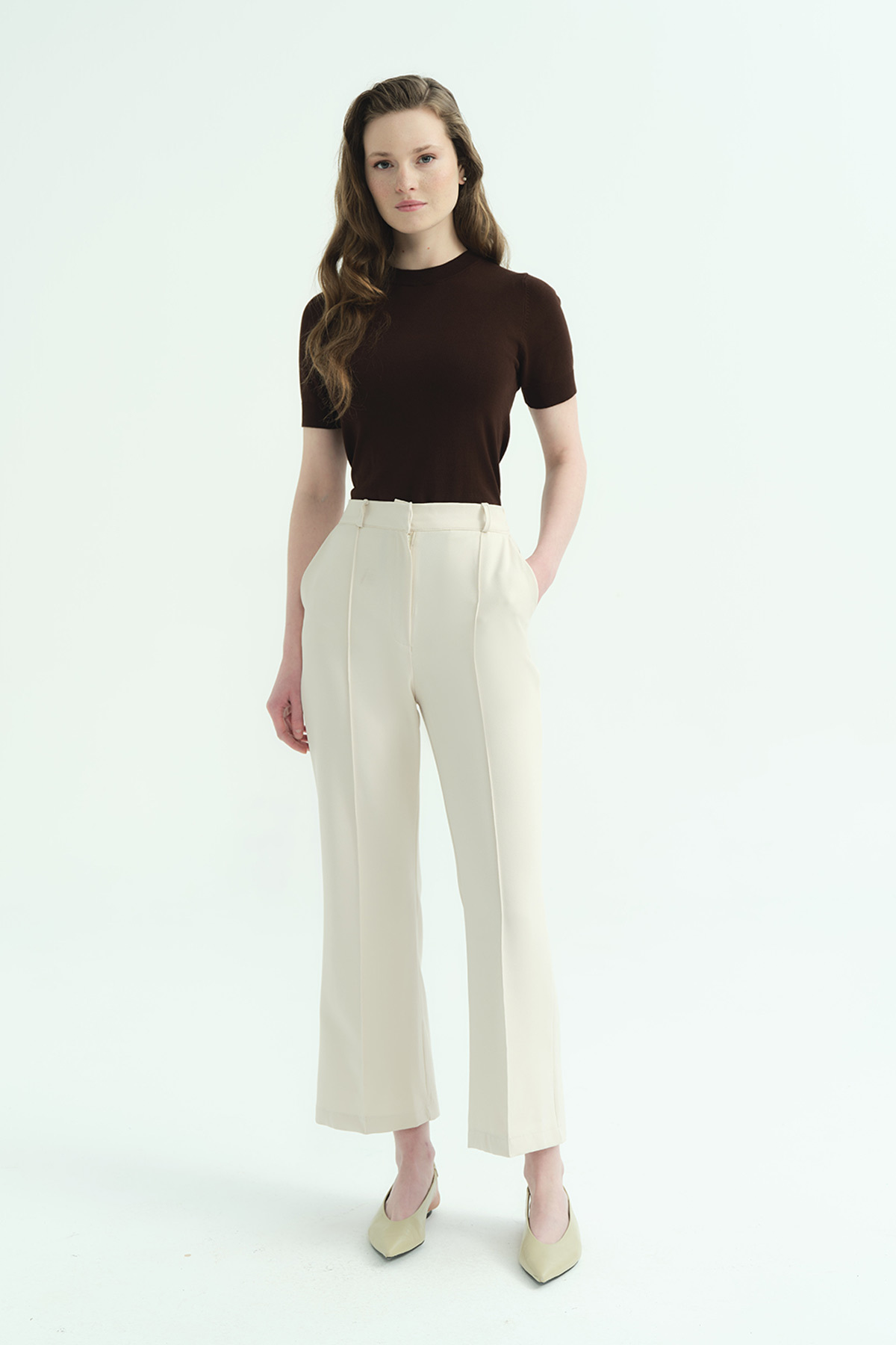 Hooopstore Flare Krem Pantolon