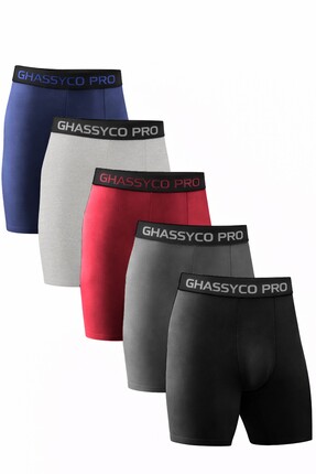 Ghassy Co Erkek Pamuklu Likralı Spor Boxer 5'li Set Yumuşak Dokulu ve Rahat K...