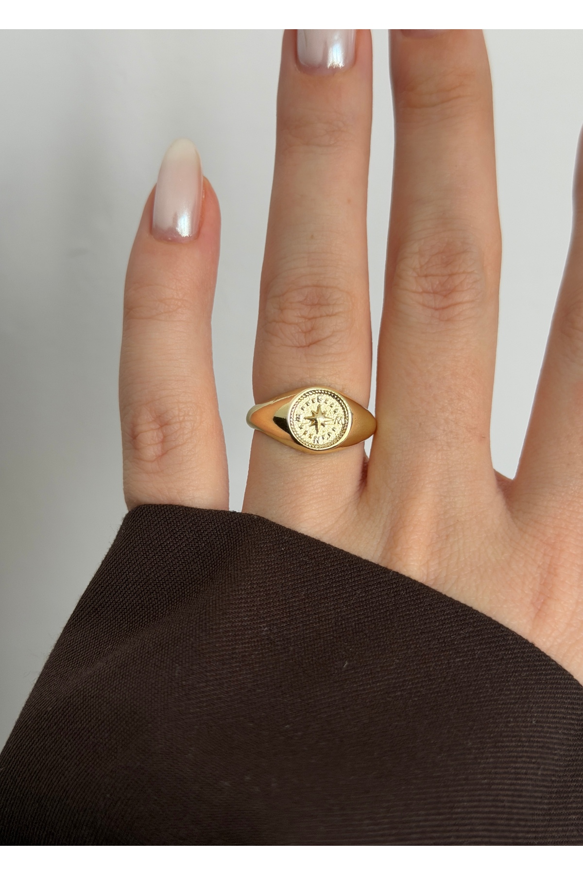 KİLİGİSTANBUL  YUVARLAK KUZEY MADALYON YÜZÜK (BEDENİ AYARLANABİLİR) - Görsel 2
