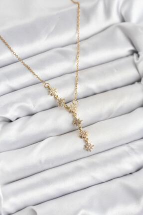 Oflia 316L Çelik Zincir Gold Renk Kutup Yıldızı Model Kadın Kolye