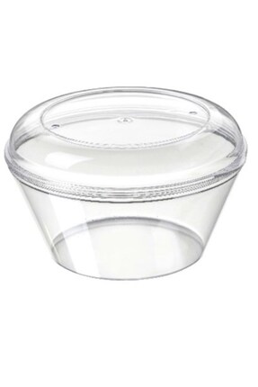yorulmaz ambalaj 300 cc Kristal Kapaklı Puding Kabı CP14 24'lü – Tatlı, Magno...