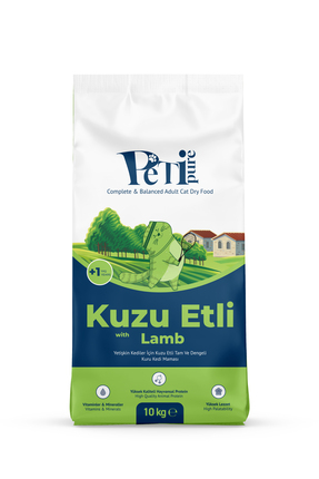 Petipure Kuzu Etli Kuru Yetişkin Kedi Maması 10 Kg - Besleyici Vitamin İlavel...