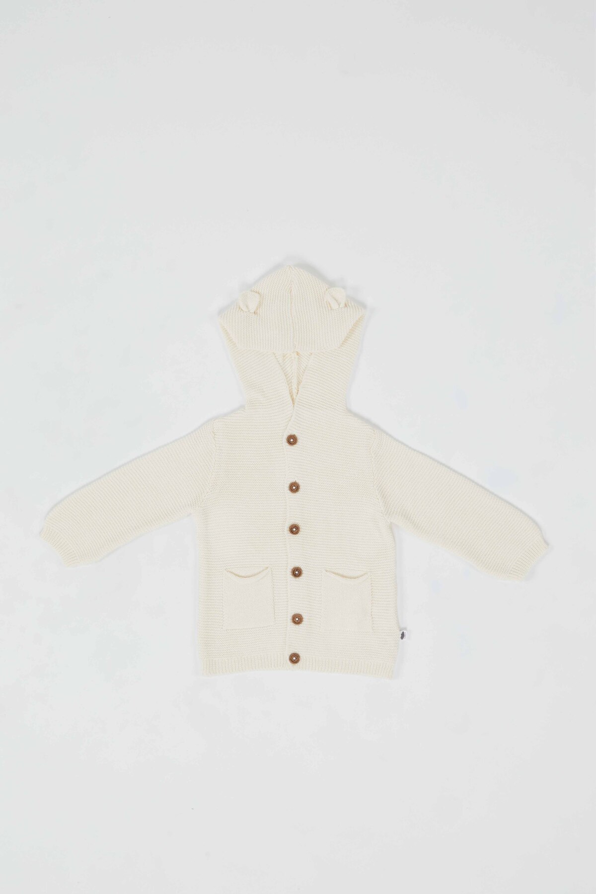 KUEZA KIDS Bebek & Çocuk Kapüşonlu Kulaklı Düğmeli Cepli Pamuklu Triko Hırka fotoğrafı 2 (önizleme)