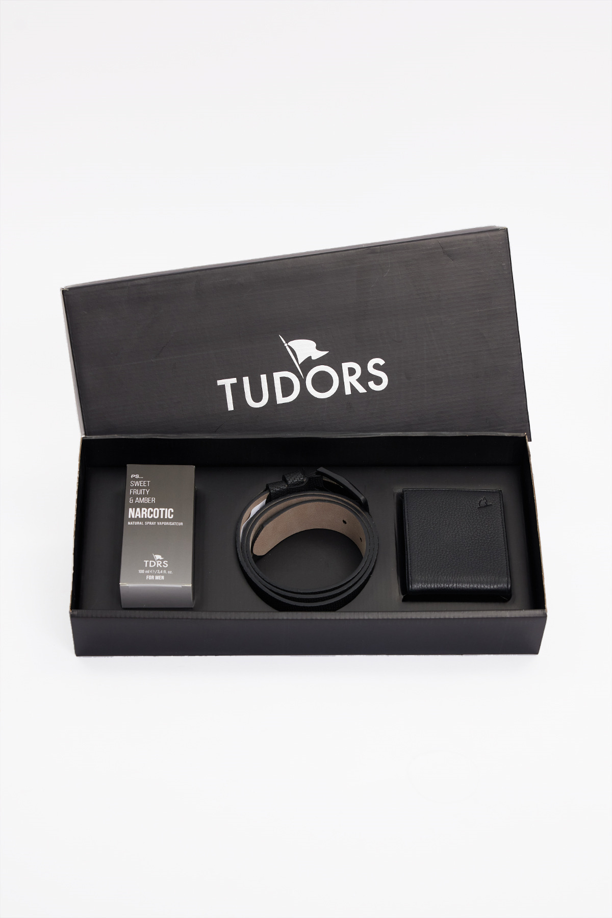 تودورز ست هدیه سه تکه مردانه جعبه‌دار ویژه - ست هدیه عروسی: عطر، کمربند چرمی و کیف پول