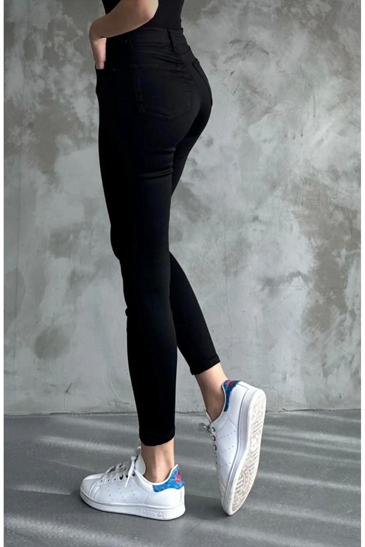Genel Markalar  Siyah Skinny Jeans Dar Paça Likralı Kot Pantolon - Görsel 2