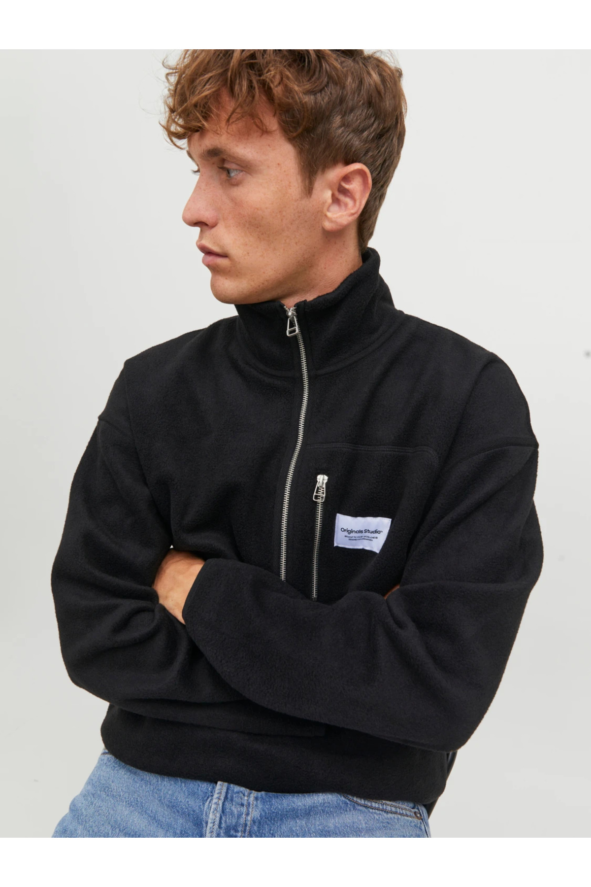 Jack & Jones Jack&Jones Fermuarlı Rahat Kesim Siyah Erkek Polar 12241780 görsel 3