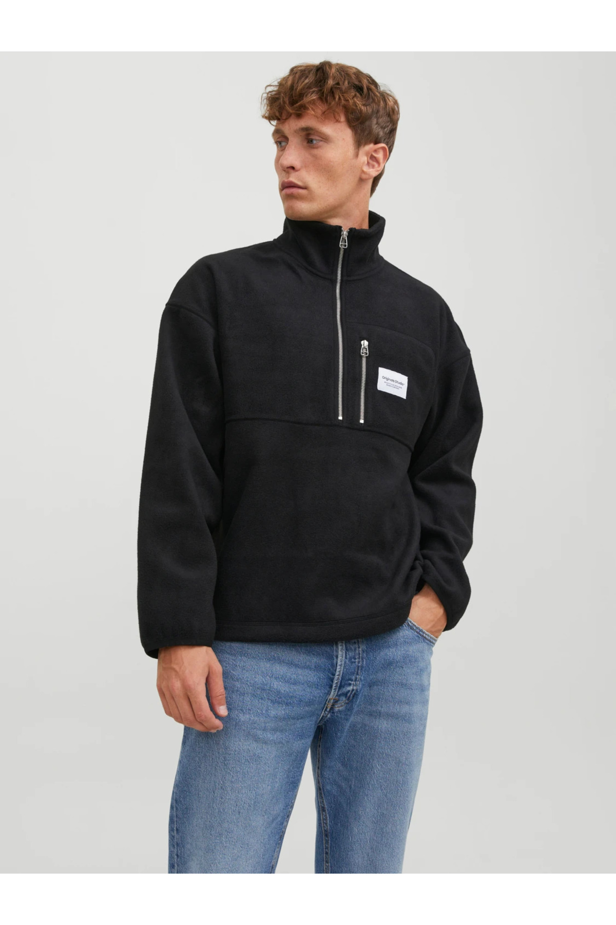 Jack & Jones Jack&Jones Fermuarlı Rahat Kesim Siyah Erkek Polar 12241780 görsel 2
