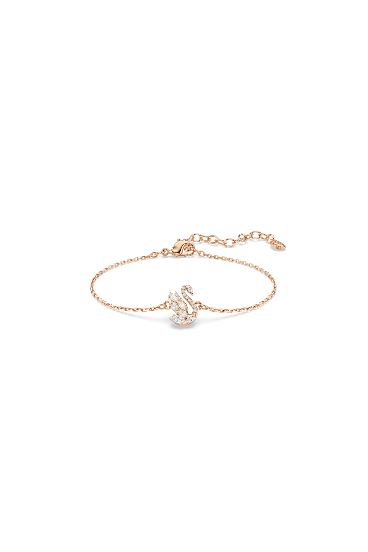 Swan Bracelet, Mixed cuts, Swan, White, Pink gold plated
