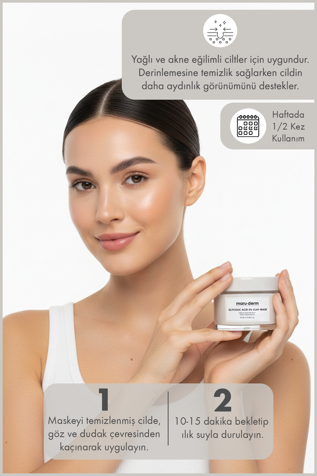 Glikolik Asit %5 Gözenek Arındırıcı ve Cilt Tonu Eşitleyici Kil Maskesi 100 ML | Vegan — 8682397032868 — تصویر 3 از 3