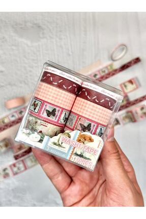 SF SCRAPBOOK KIRTASİYE Desenli Bant Washi tape Scrapbook Çiçek ve Kelebek Tem...