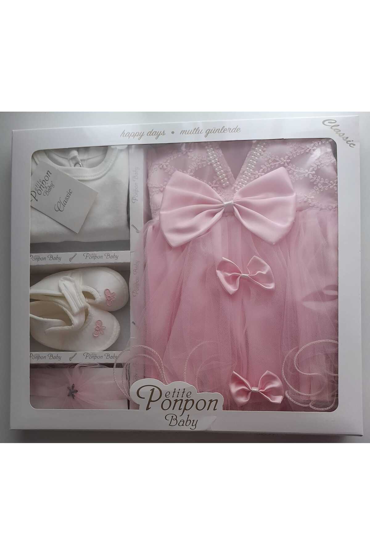 Petite Ponpon Baby 4 Parça Sırt Detaylı Kız Bebek Mevlut Takımı/Elbisesi fotoğrafı 4 (önizleme)