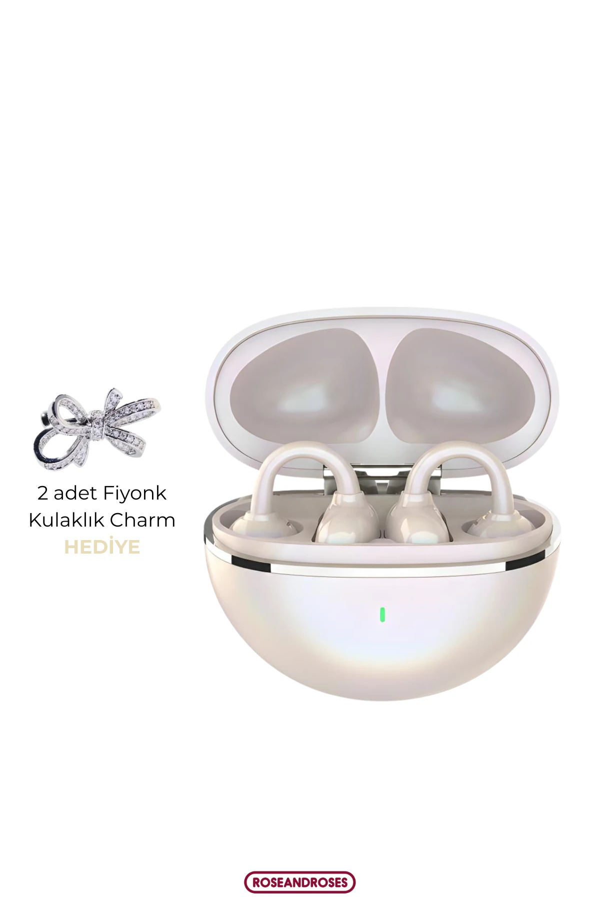 Fiyonk Charm Hediyeli Modern Klips Tasarımlı Kablosuz Kulaklık